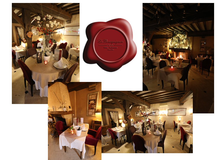 overzicht van de restaurantzaal met zijn warme sfeer van Hotel-Restaurant Le Bourguignon-21310 Bèze cote d'Or Bourgogne